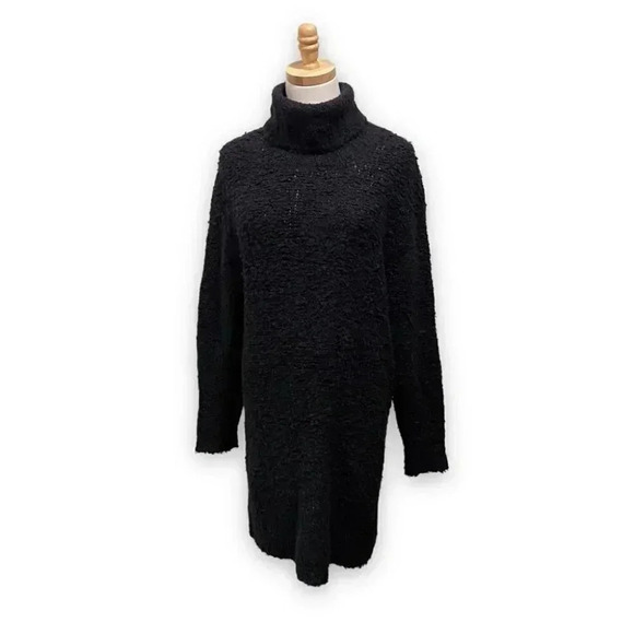 Aritzia Wilfred Alpaca Wool Blend Black Cowl Neck Boucle Sweater Dress Size M - Picture 1 of 7